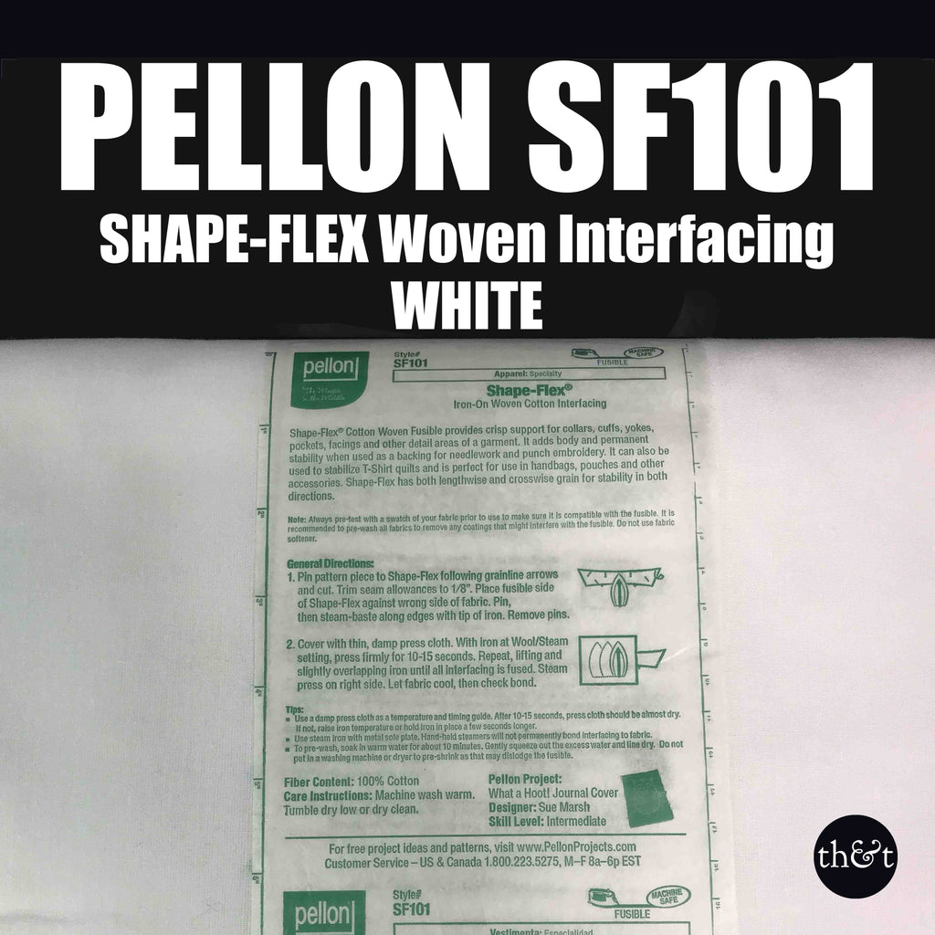 Pellon Shape-Flex, WHITE Woven Fusible SF101 - 1/2 YARD