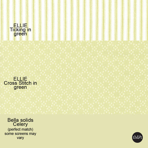 Ellie | Ticking | Green | 100% cotton | Brenda Riddle