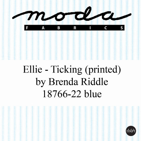 Ellie | Ticking | Blue | 100% cotton | Brenda Riddle