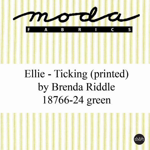 Ellie | Ticking | Green | 100% cotton | Brenda Riddle