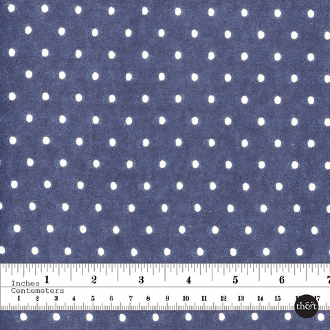 Polka Dot Flannel - Dark blue with soft white dots