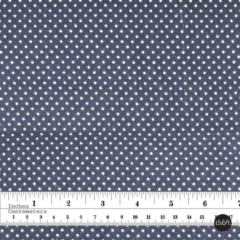 Polka Dot Flannel - Deep blue with small soft white dots