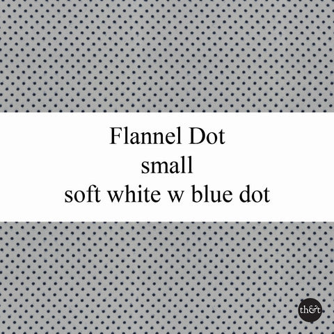 Polka Dot Flannel - Soft white with small dark blue dots