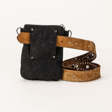 WAXED CANVAS Crossbody Dog Walker Phone Bag - Black