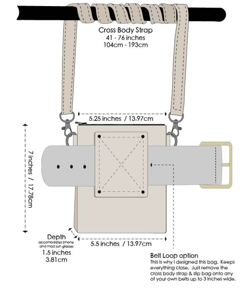 SEW HAPPY STAMPED Crossbody Phone Bag - Natural