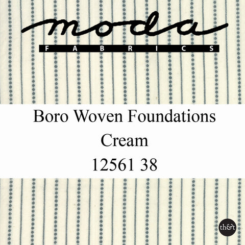 BORO WOVEN FOUNDATIONS | Dovetail Dot Stripe | CREAM & Black | by Moda | Quilting Cotton | 12561 38