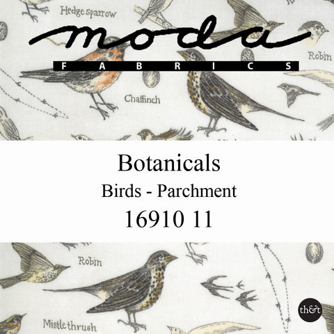 Botanicals | BIRDS | PARCHMENT | by Janet Clare | for Moda | Quilting Cotton | 16910 11