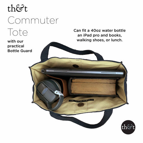 WAXED CANVAS & DENIM TOTE – Commuter Tote with Bottle Guard