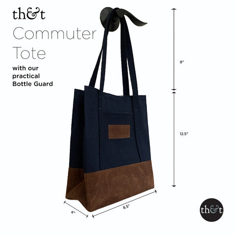 WAXED CANVAS & DENIM TOTE – Commuter Tote with Bottle Guard