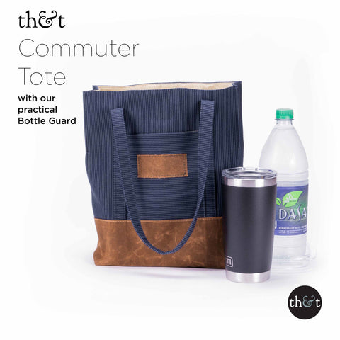 WAXED CANVAS & DENIM TOTE – Commuter Tote with Bottle Guard