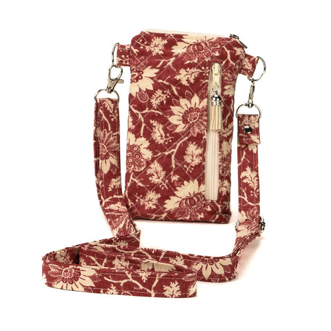 CROSS BODY MINI PHONE BAG - French Floral Red