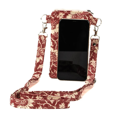 CROSS BODY MINI PHONE BAG - French Floral Red