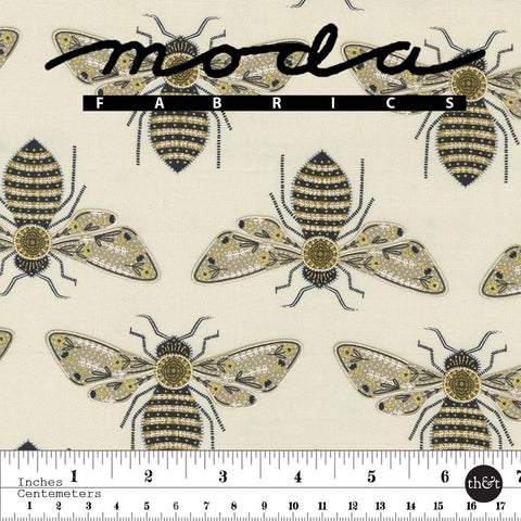 Bumble Bee | Metallic | Cloud | Meadowmere by Gingiber | 100% cotton