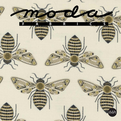 Bumble Bee | Metallic | Cloud | Meadowmere by Gingiber | 100% cotton