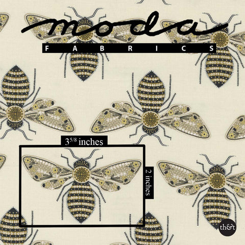 Bumble Bee | Metallic | Cloud | Meadowmere by Gingiber | 100% cotton