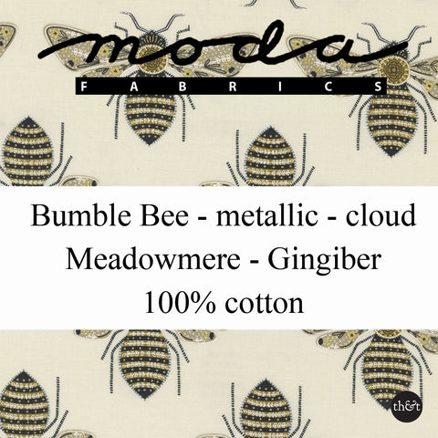 Bumble Bee | Metallic | Cloud | Meadowmere by Gingiber | 100% cotton