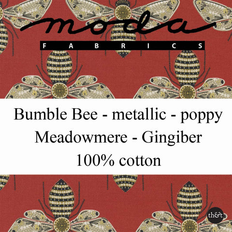 Bumble Bee | Metallic | Poppy | Meadowmere by Gingiber | 100% cotton