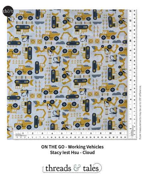 ON THE GO | WORKING VEHICLES | CLOUD | Stacy Iest Hsu | for Moda | Quilting Cotton | 20724 18