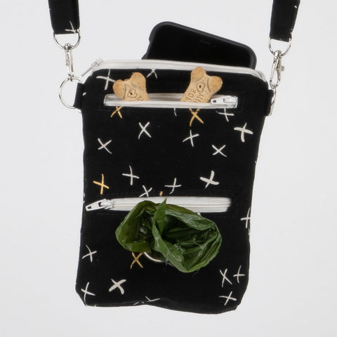 SEW HAPPY CROSSES Crossbody Dog Walker Phone Bag - Black