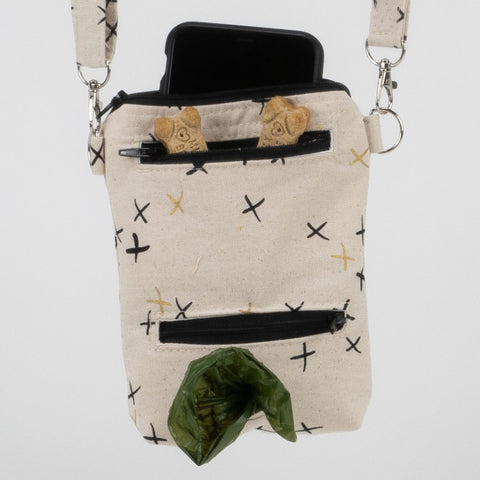 SEW HAPPY CROSSES CrossBody Dog Walker Phone Bag - Natural