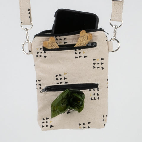 SEW HAPPY STAMPED Crossbody Dog Walker Phone Bag - Natural