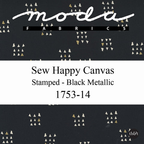 SEW HAPPY CANVAS | BLACK METALLIC | STAMPED | Zen Chic | for Moda | Canvas | 1753 14CVM