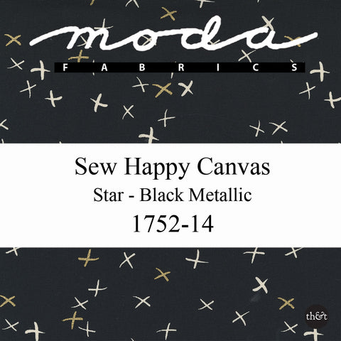 SEW HAPPY CANVAS | BLACK METALLIC | CROSSES | Zen Chic | for Moda | 1752 14CVM