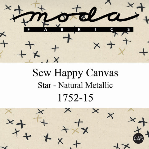 SEW HAPPY CANVAS | NATURAL METALLIC | CROSSES | Zen Chic | for Moda | 1752 15CVM