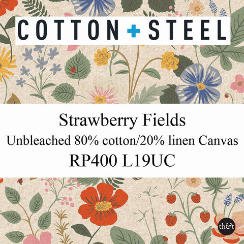 STRAWBERRY FIELDS | Rifle Paper Co | for Cotton + Steel | UNBLEACHED CANVAS | RP400 L19UC