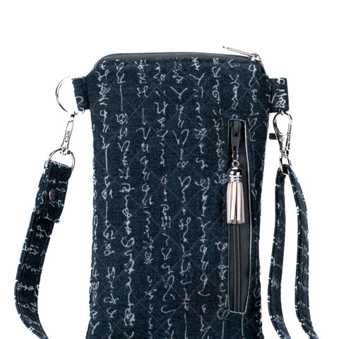 CROSS BODY MINI PHONE BAG - Japanese Indigo & Poetry