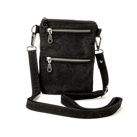 WAXED CANVAS Crossbody Phone Bag - Black