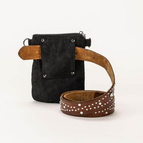 WAXED CANVAS Crossbody Phone Bag - Black