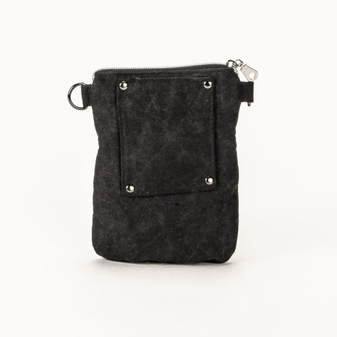 WAXED CANVAS Crossbody Phone Bag - Black