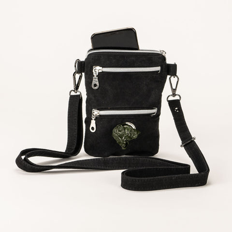 WAXED CANVAS Crossbody Dog Walker Phone Bag - Black